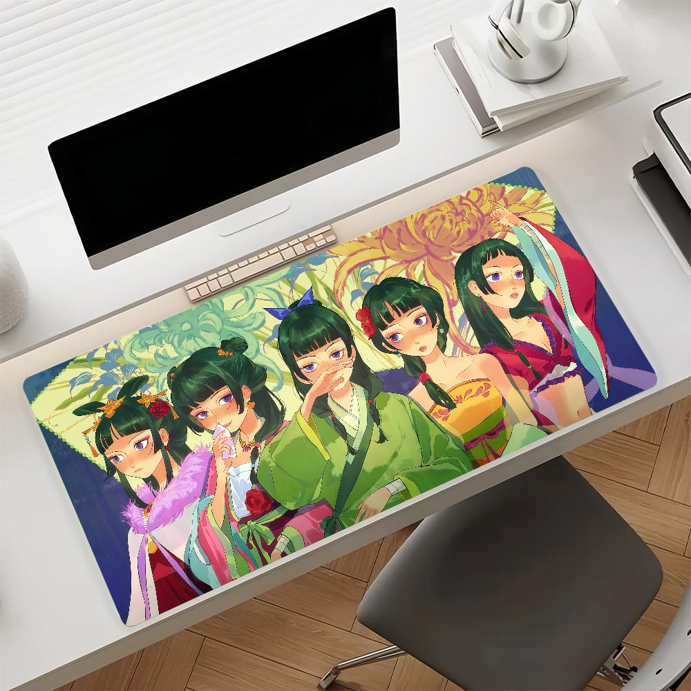 Gaming-Mauspad Schreibtischmatte Rutschfeste Basis Genähte Kanten Chibi Anime-Mädchen Collage Druck Tastaturpad für Gamer Home Office