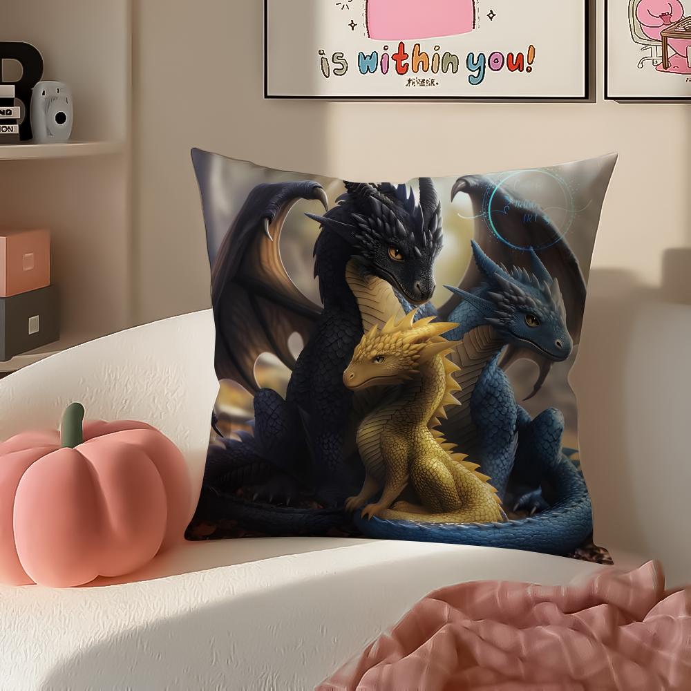 Epic Fantasy Fictional FFourth WWing Dragon Cushion Cover Pillowcase Short Plush Invisible Zipper Room Sofa Cushion Cover