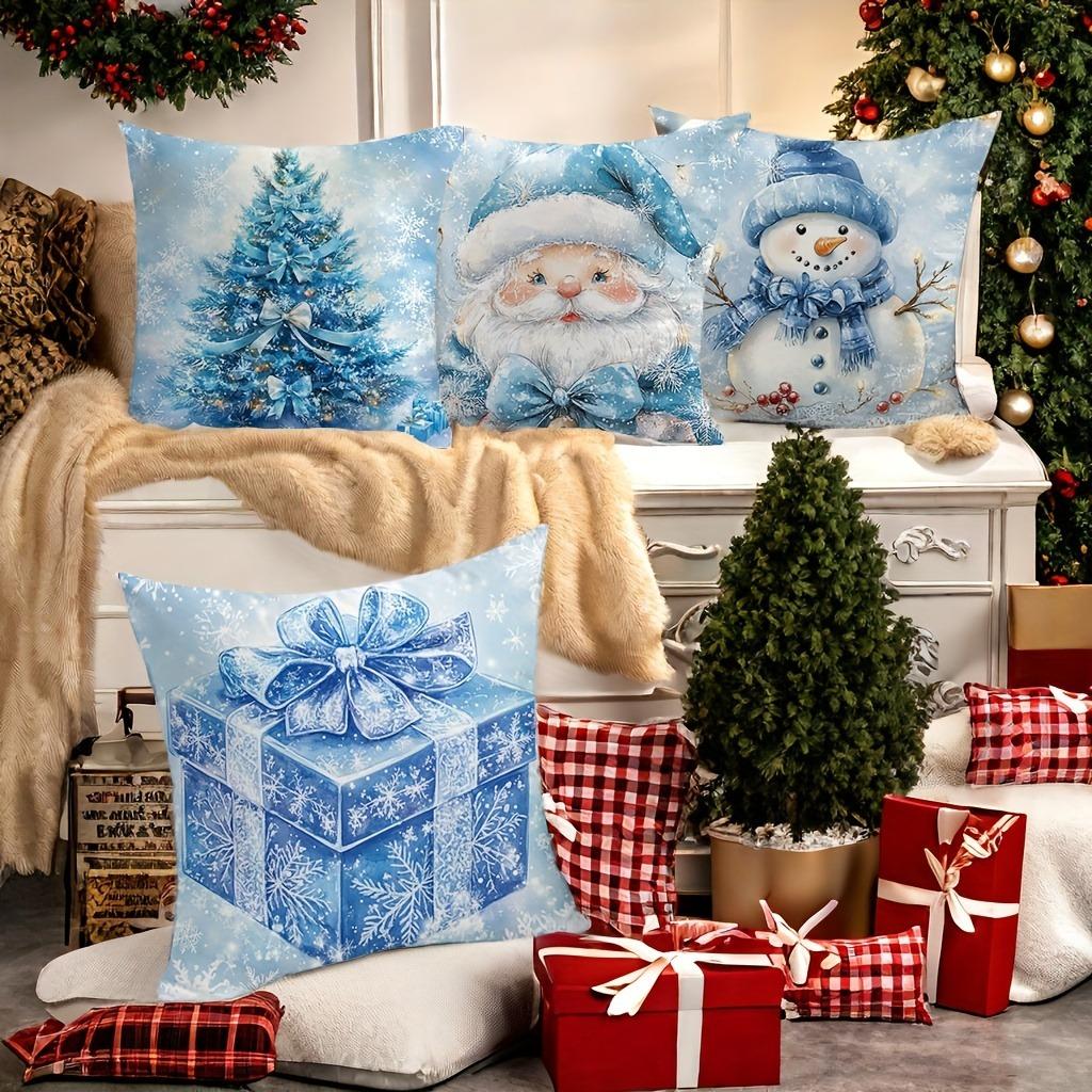 Christmas Decoration Pillowcase Cute Santa Claus Snowman Pillow Cover Suitable for Home Room Sofa Cushion Cover Friend Gift
