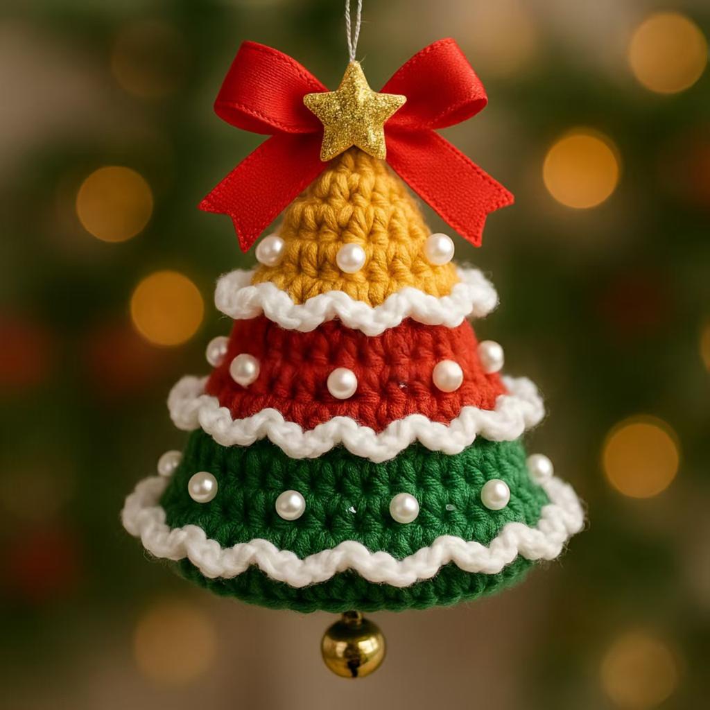 Handmade Crocheted Christmas Car Pendant Rearview Mirror Ornament Knitted Yarn Holiday Gift Jewelry Accessory