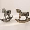 Wooden Rocking Horse Figurine Retro Miniature Horse Ornament Rustic Desktop Rocking Horse Statue for Home Table Centerpiece Shelf Cabinet
