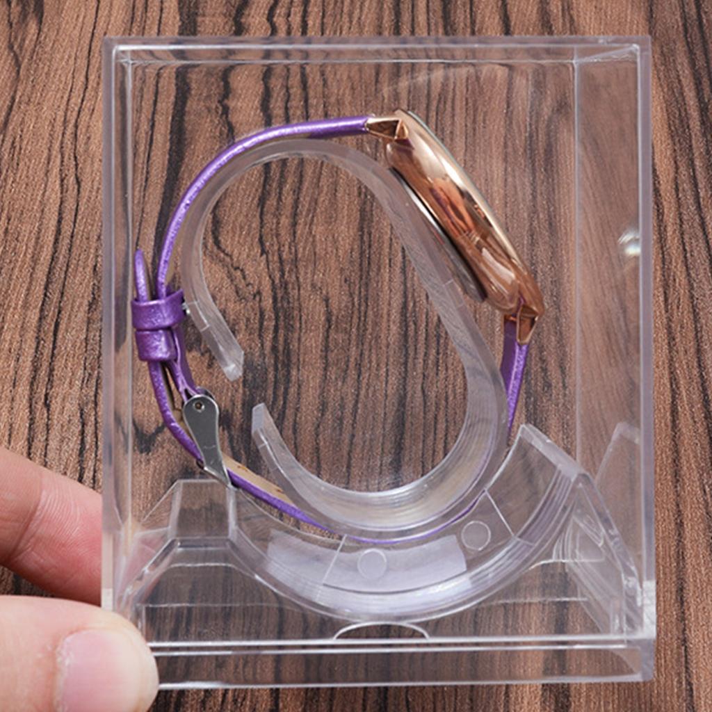 5 Pack Clear Square Watch Display Stands Plastic Storage Case With Dustproof Cover for Jewelry Bracelet Organizers