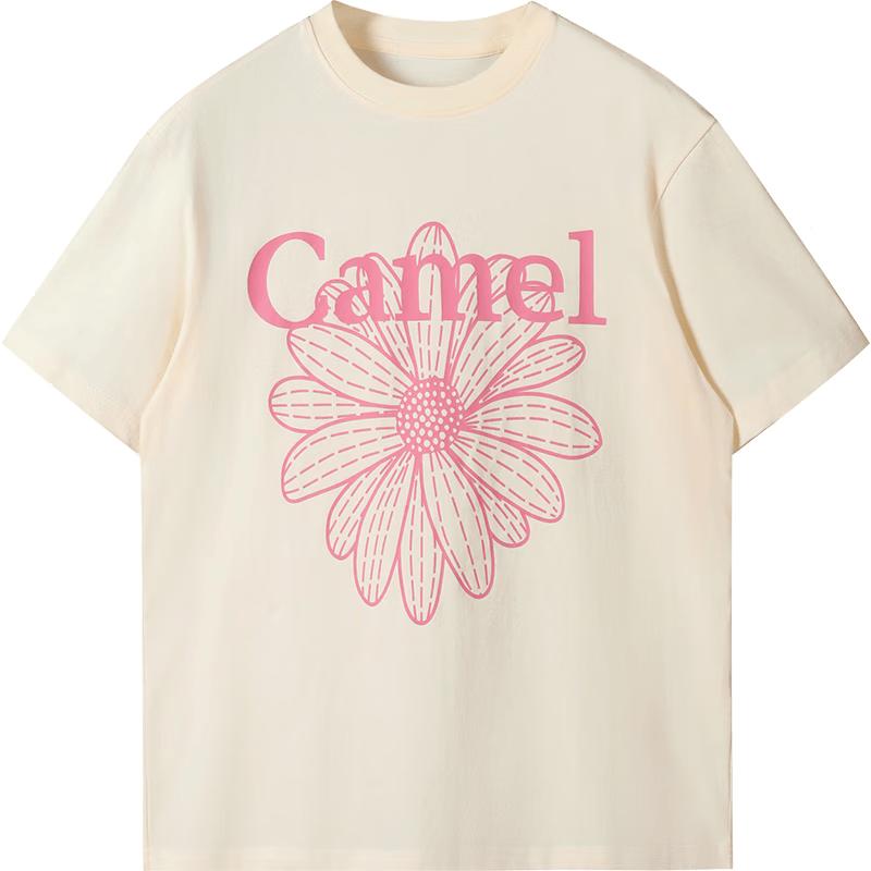

CAMEL Ice-Skin Daisy Print Cotton Blend Loose Short Sleeve T-Shirt M