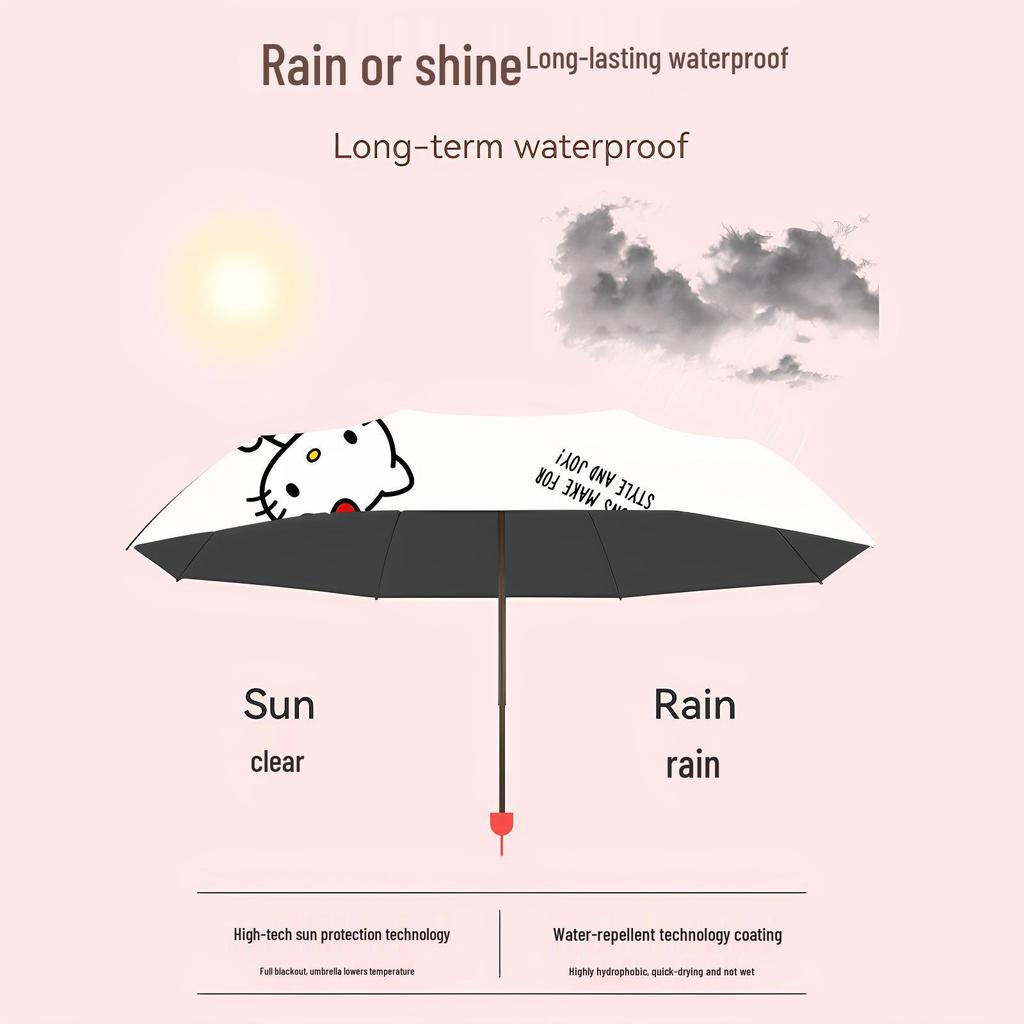 Sanrio Hello Kitty Umbrella - Cute Dual-Use for Sun and Rain, Ideal for Women and Students