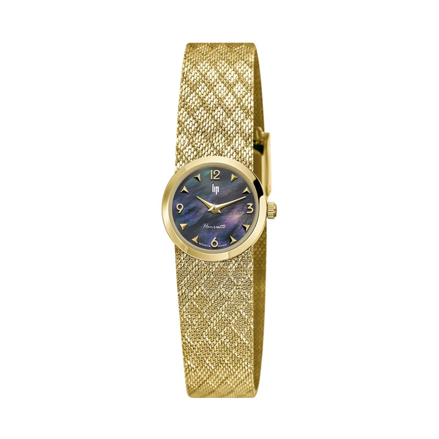 

Authorized Distributor Lip Watch Ladies 671452 Henriette 22mm Pearl Black Gold Milanese Mesh [LIP]