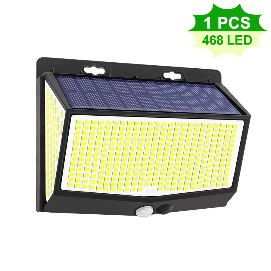 Solar Motion Lights Outdoor 468/176LED 3 Modes Solar Fence Lights Waterproof Solar Security Lights Yard Door Patio Garage Step