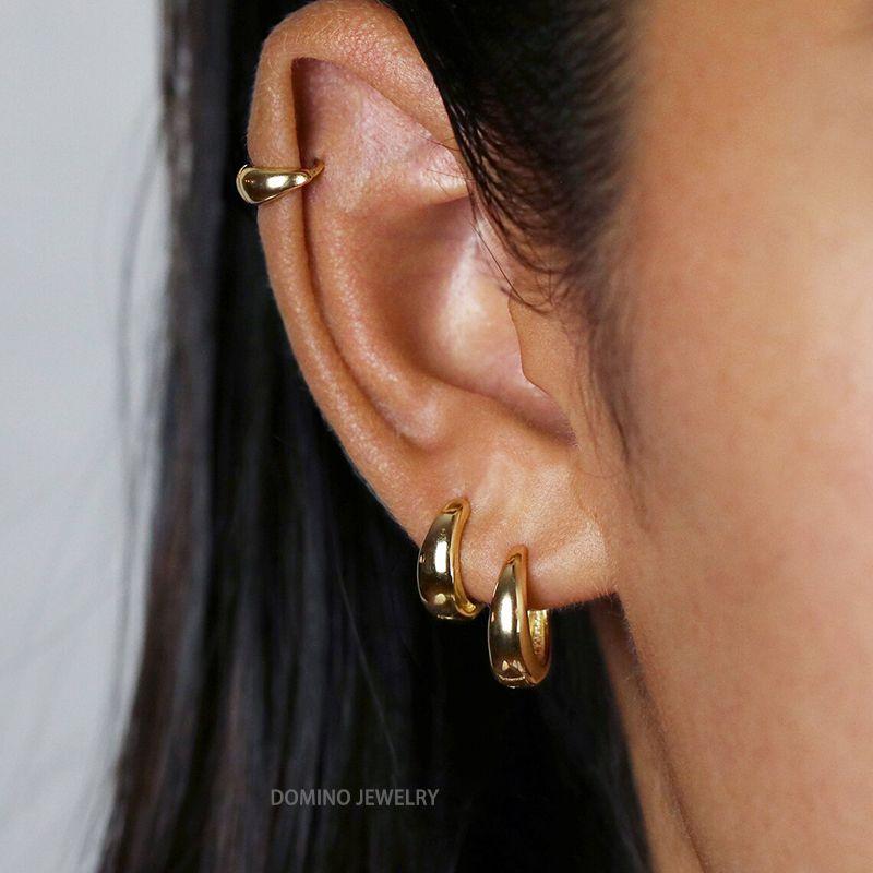 

Accessible Luxury Water Drop S925 Sterling Silver European and American Earrings Little Golden Beans Gold [6mm] Pair