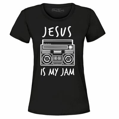 Jesus Is My Jam Women's T-Shirt Funny Christian Church Faith Cross Shirts