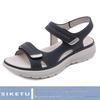Women's Sporty Wedge Sandals: Genuine Leather, Lightweight, Velcro Closure, Summer 2026 Collection, Large Sizes Available