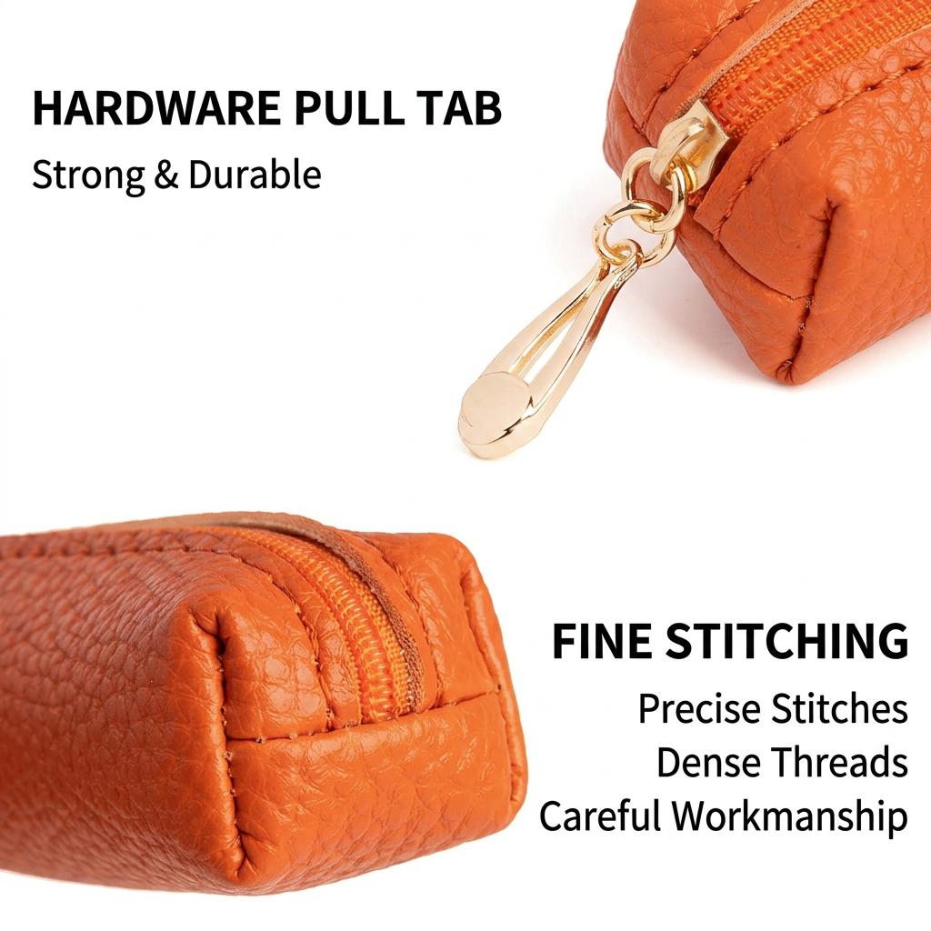 Slim Pencil Case Waterproof Lychee Grain Pu Leather Cosmetic Pouch Portable Makeup Bag For Lipstick Makeup Brushes Pen Bag