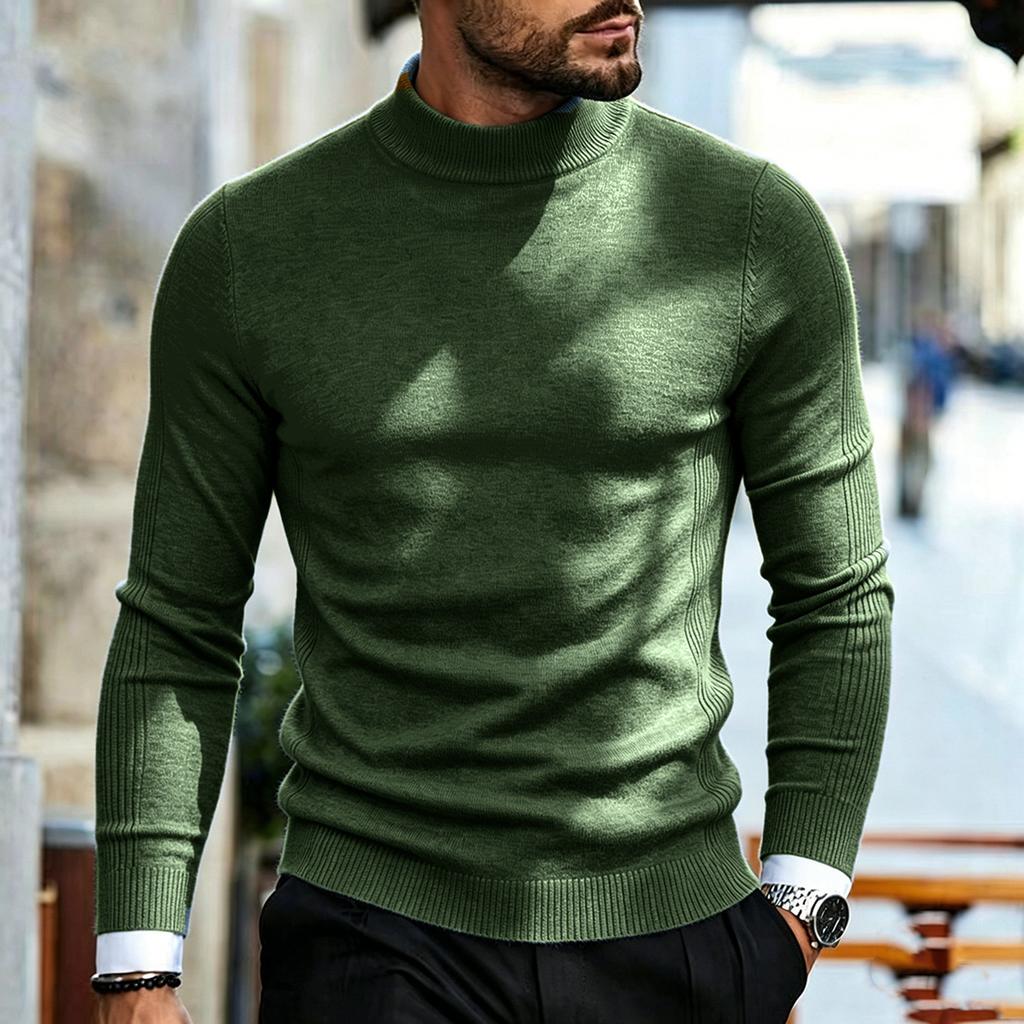 Men's Fall Winter Thick Warm Mock Neck Slim Fit Knit Sweater Pullover, Multi-Color
