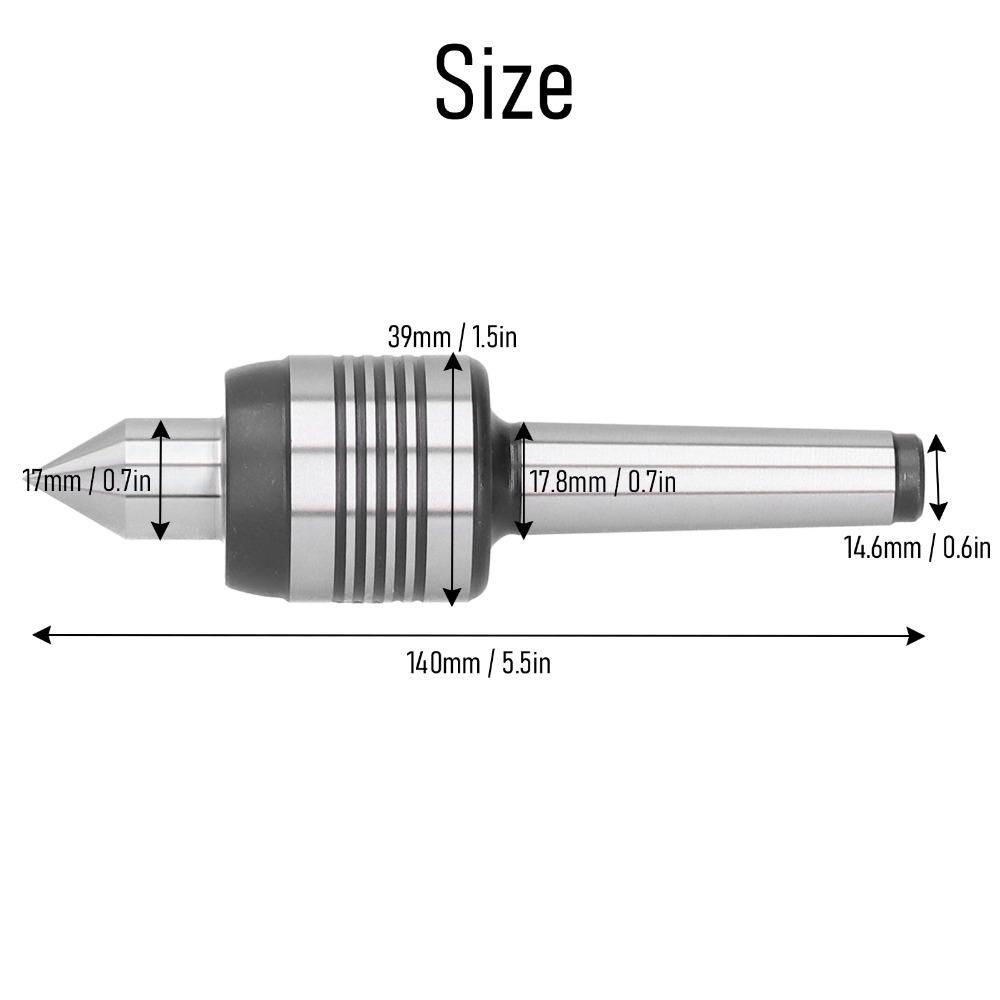Hardened Steel Bearing Lathe Center MT2 Morse Taper Tailstock Center Live Center Metal Lathe