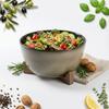 LARGE BOWL Ø27.5 Cm SALAD BOWL WITH WOODEN STAND CERAMIC