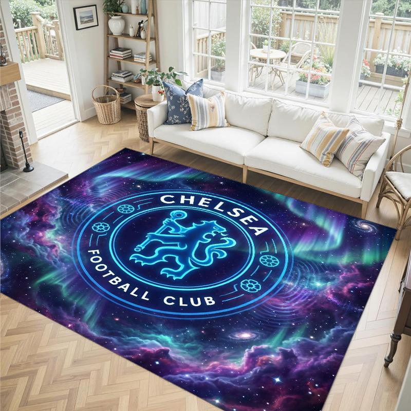 Chelsea FC Design Crystal Velvet Carpet Cozy Non?Slip Printed Rug For Bedroom Living Room Entrance