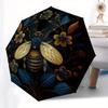 Golden Bee & Floral Mandala Wall Art DecorUmbrella with Cute Design, Portable 3-Fold Compact Umbrella for Men & Women, Valentine's Day Mother's Day Ha