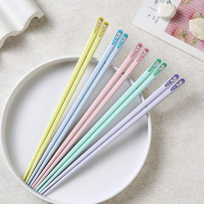 Alloy Household Chopsticks – National Tide Style, Macaron Color, Japanese Fingernail Design, Double Pack for One Person Use.