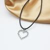 Hollow Full Crystal Heart Pendant Fashion Black PU Leather Rope Necklace Korean Popular Women Charm Mosaic Clavicle Zircon Gift
