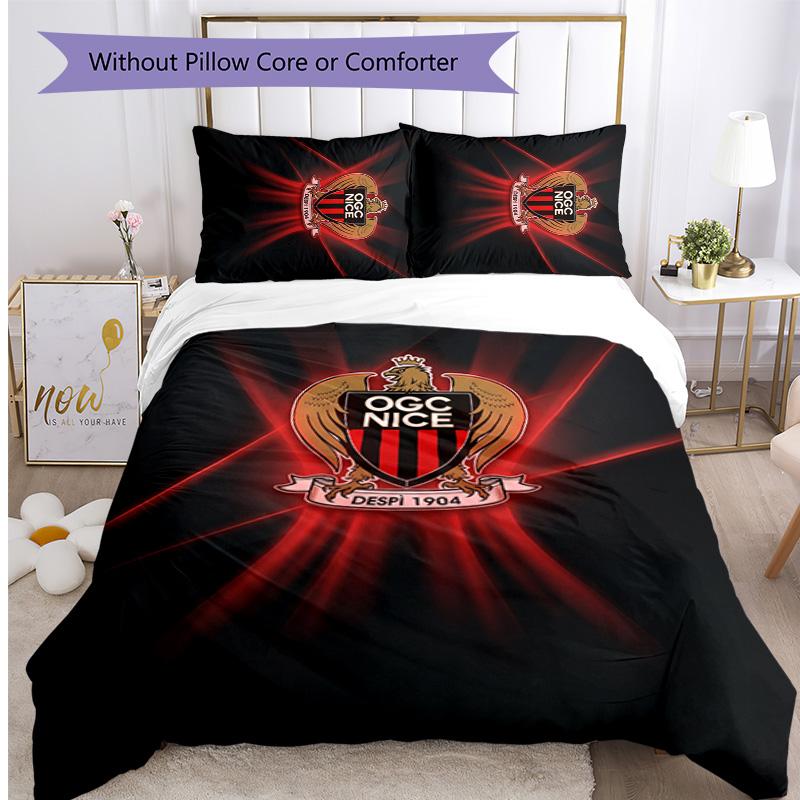 OGC Nice FC Printed 3PCS Bedding Set Breathable Duvet Cover with Pillowcases Decorative Bed Linen for Bedroom Home