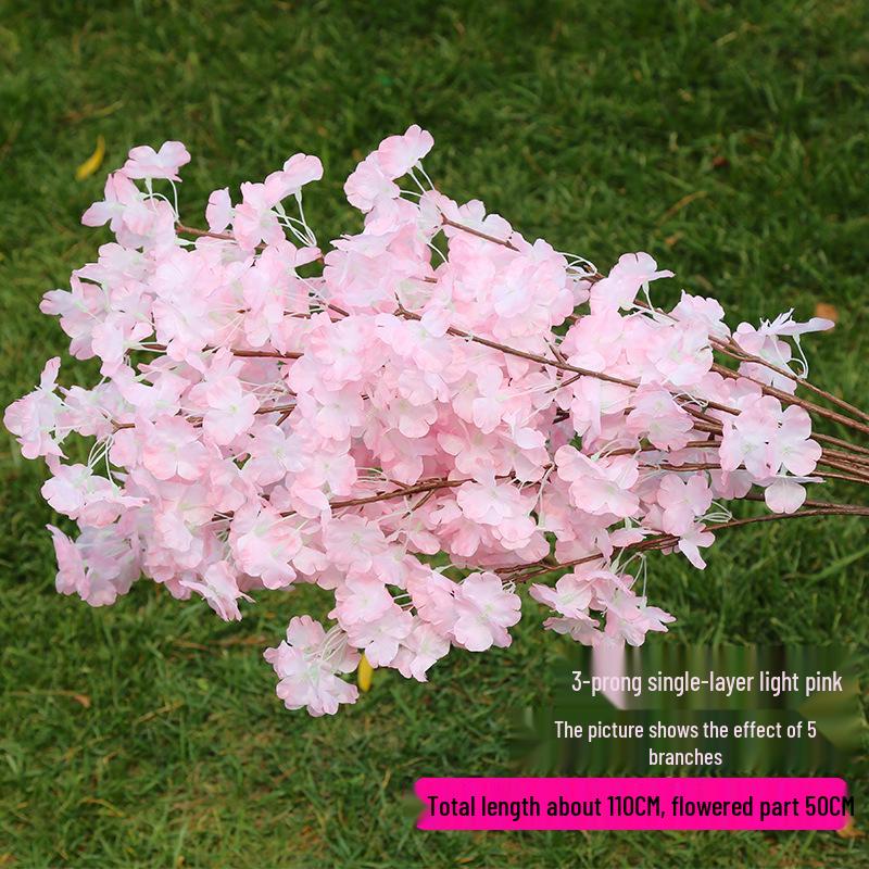 Silk Cherry Blossom Branch Artificial Vine: Floral Decoration for Weddings and Indoor Spaces