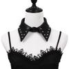 Detachable Black Leather Fake Collar Pu Punk Style Collar Cool Rivet Collar  Photo Props