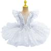 Fashion Sequin Ballet Dress White Champagne Performance Clothes Party Dress Modern Princess Dress Girls