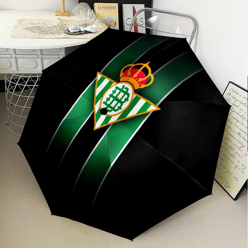 Parapluie Pliant Automatique avec Blason du Real Betis - Parapluie de Voyage à 8 Baleines avec Ouverture/Fermeture Automatique et Cadeaux Portables pour les Fêtes ou les Anniversaires