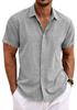 Men's Summer Linen-Style Short-Sleeve Loose Casual Beach Shirt