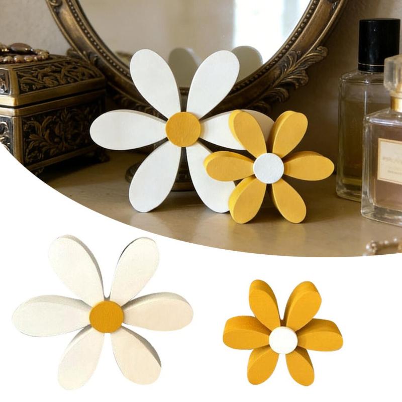 1pc Wooden Daisy Desk Ornament Home Decor Perfect for Your Desk To Create A Fresh and Pleasant Seasonal Atmosphere