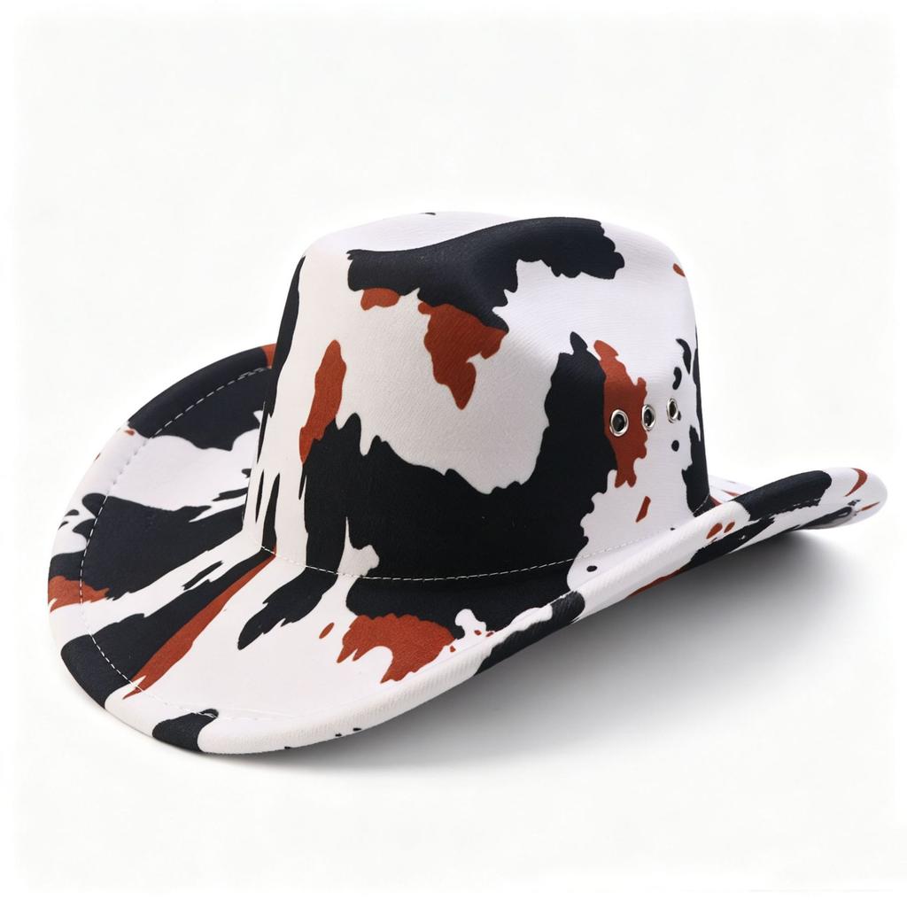 New Cow Pattern Denim Hat Men's and Women's European and American Retro Top Hat Outdoor Mountaineering Sun Protection Hat