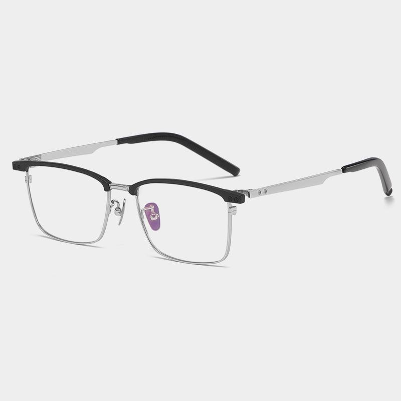 

Italian Brand Replica Men s Business Eyebrow Frame Retro Pure Titanium Square Workplace Elite Eyewear Korean Japanese Eyeglass Demo Lens