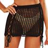 Beach Skirt Solid Color Drawstring Sexy Hollow Out Hight Waist Summer Skirt Holiday Clothes