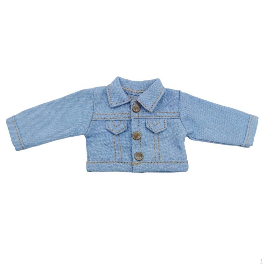 Doll Denim Jacket Miniature for Dollhouse Display Light