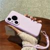 For Huawei Pura 70 Pro Case Precise Cutouts Liquid Silicone+PC Phone Cover with Wrist Strap