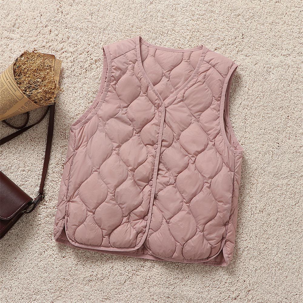 Down vest women wear autumn and winter new fashion V-neck light white duck down warm bottom vest vest vest