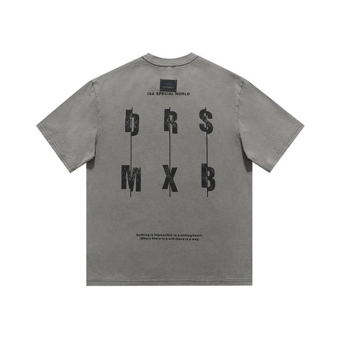 High Street Letter Print Short Sleeve T-shirt for Men and Women Retro Niche Half Sleeve T-shirt