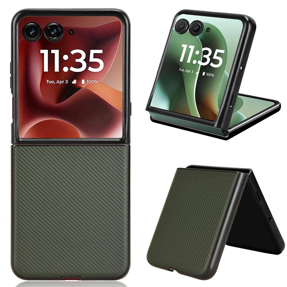

Для Motorola Razr 60 Ultra 5G Чехол Текстура углеродного волокна Противоударный PU+PC Чехол для телефона Green