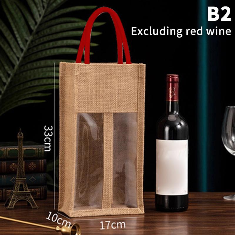 Single Double Bottle Linen Wine Box Red Wine Holder Luxurious Gift Packaging for Festivals