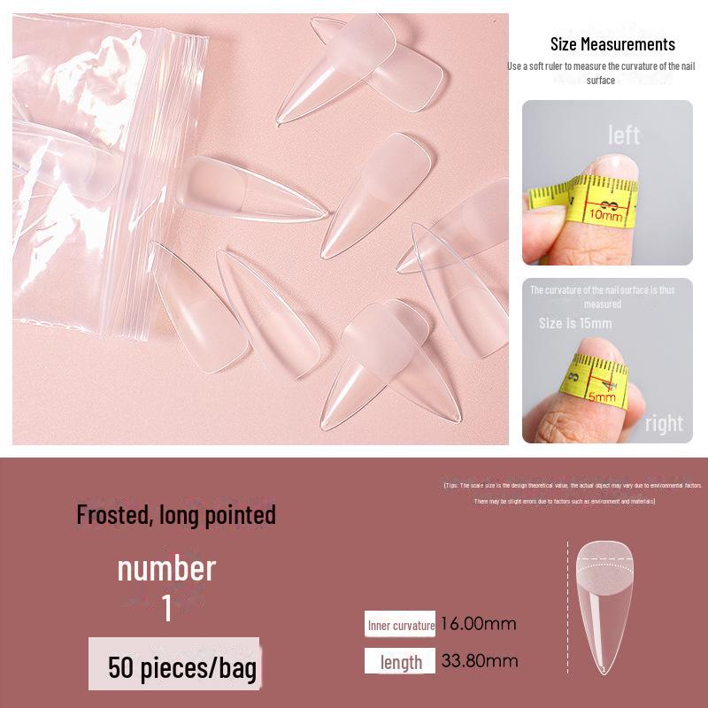 "50-delige Naadloze Transparante Trapeziumvormige Gematteerde Puntige Enkele Maat Nageltips" (0-11) voor Salons"