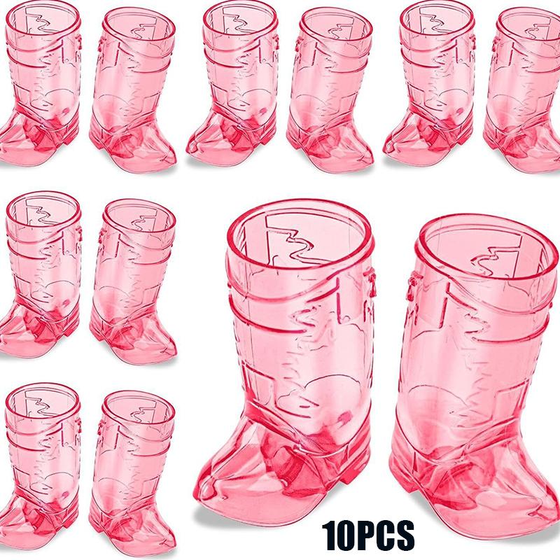 

New 10Pcs Clear Boot Glasses Mini Plastic Cup Cowboy Cowgirl Birthday Party Decoration Wedding Bachelorette Party Supplies Gift