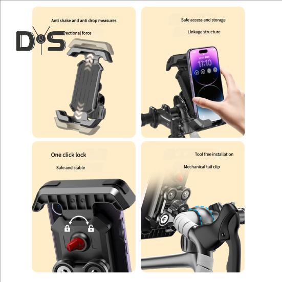 Universal Bike Phone Mount Shockproof Vibration Dampener for Mountain EBike Scooter Tool-Free Quick Release Holder with Air Cushion Tech Fits 4.7-7