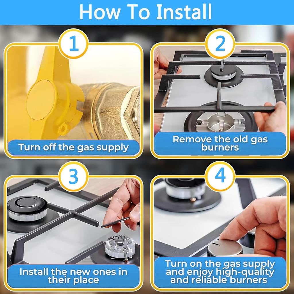 Universal Cooker Hat Set, Oven Gas Stovetop Flame Cap Set Cover, Fits Most Stove Knobs, Cover Kit, Quality Metal Stove Knobs 4pc