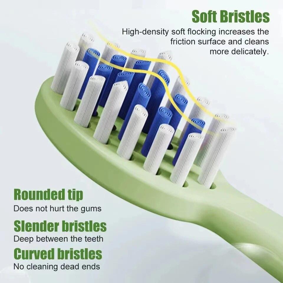 Детская мультяшная красочная электрическая зубная щетка со сменными насадками — фото 3