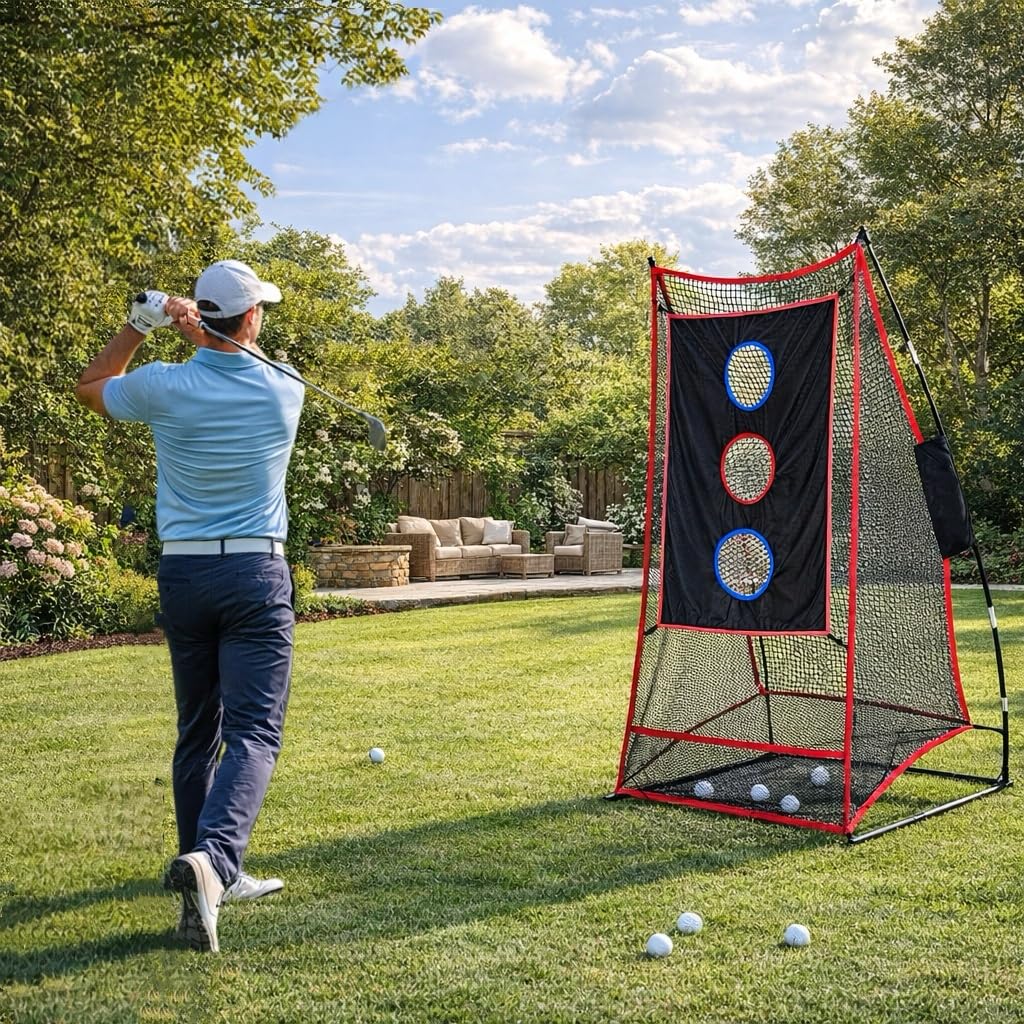 Rete da Pratica Golf Galileo per Colpi di Avvicinamento, 1,8 x 1 x 1m, Design con Raccolta delle Palline, Uso Interno/Esterno, Compatta, Salvaspazio, Include Borsa per il Trasporto