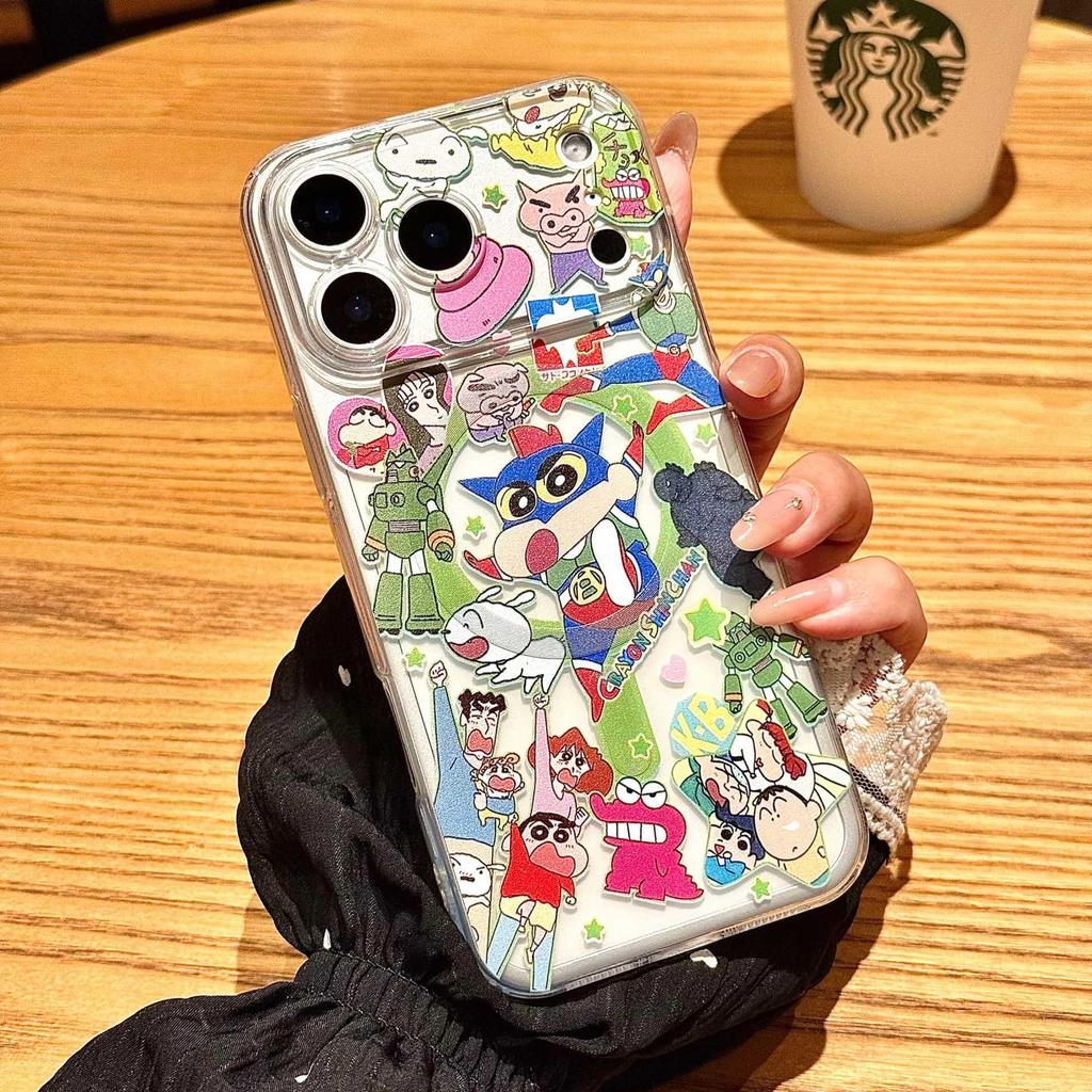 Shin-chan White Dog iPhone 17 Pro Case, Magnetic Stand, Protective Cover for Apple 16 Pro