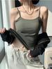 Sommerliches Damen-Camisole-Top mit ärmelloser Innenschicht und Unterschicht, dünnes Oberteil mit schmaler Passform und schöner Rückseite