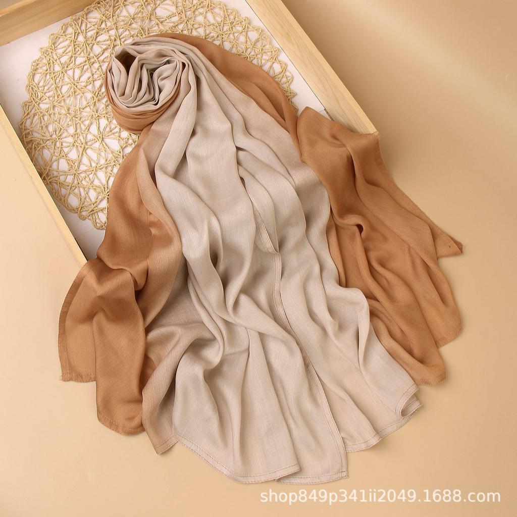 Ombre Modal Hijab Gradient Cotton Rayon Crease Hijab Scarf Lady High Quality Wraps And Shawls Musulman Headband Islamic Turban