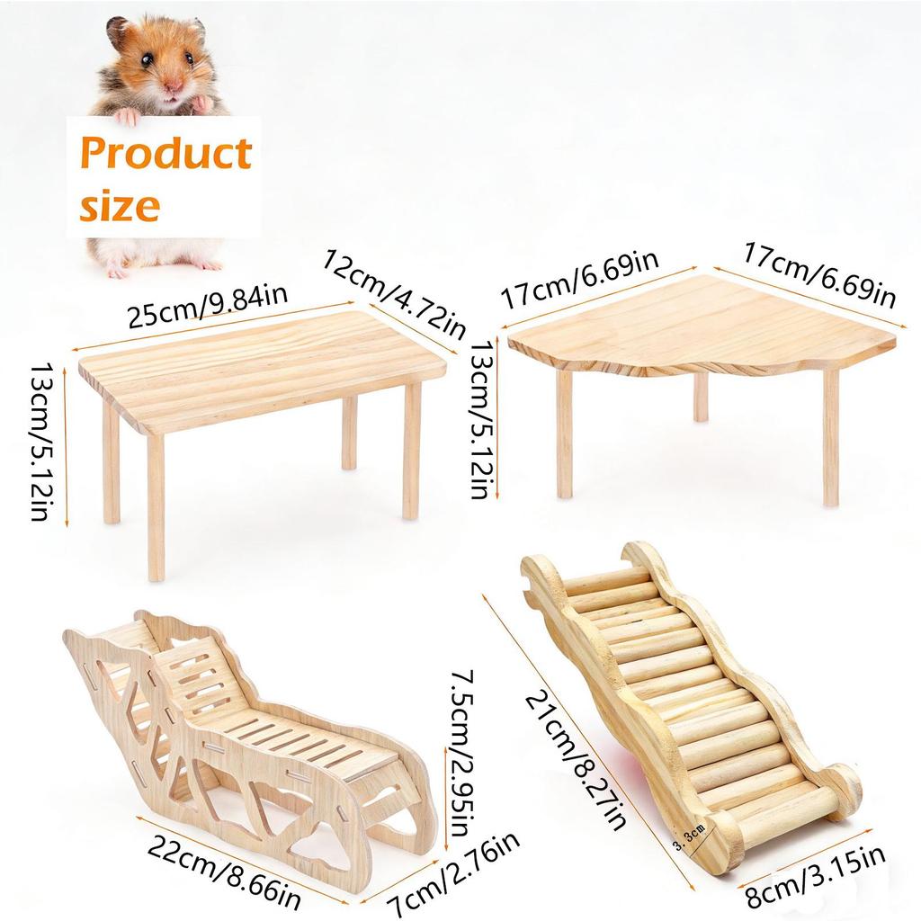 Hamster Playground Wooden Climbing Ladder Wooden Hamster Cage Accessories for Gerbil Mouse Mice Small Animal Ferret Squirrel