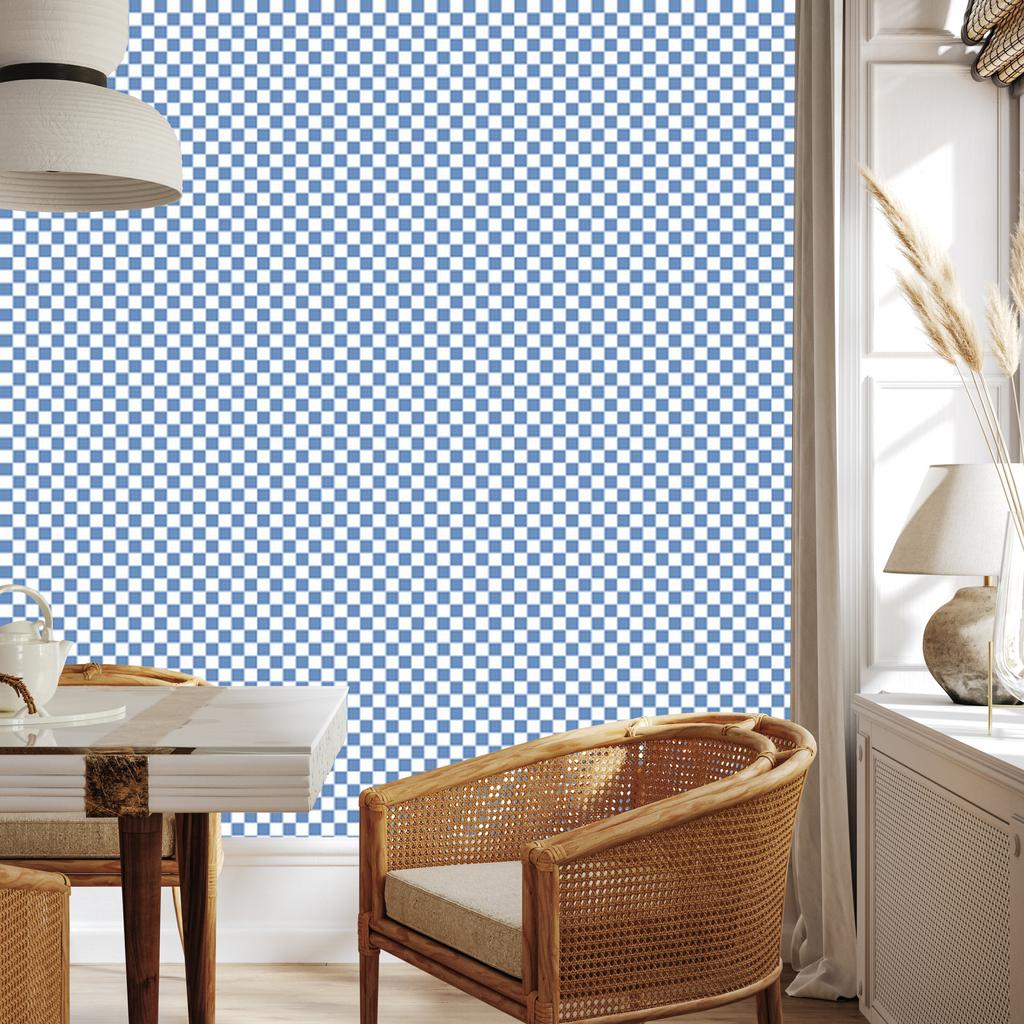 Azure Checkerboard Wallpaper, a Clear Detail for the Living Room and Bedroom 50x1000