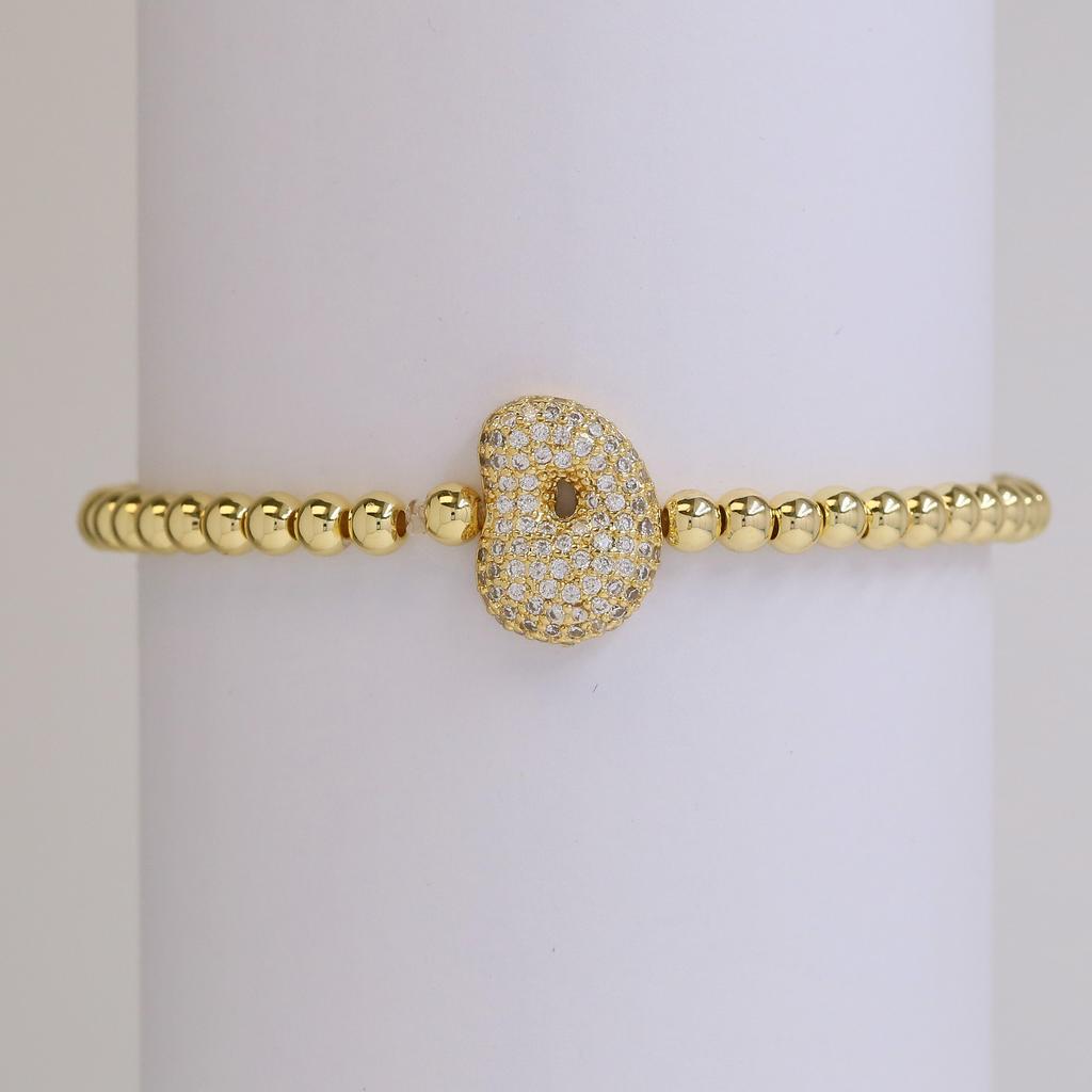 Trendy Hot Sale Hip Hop 18k Gold Plated 26 English Zircon Letters Bracelet Fashion Copper Beading Bracelet Women's Gift Jewelry