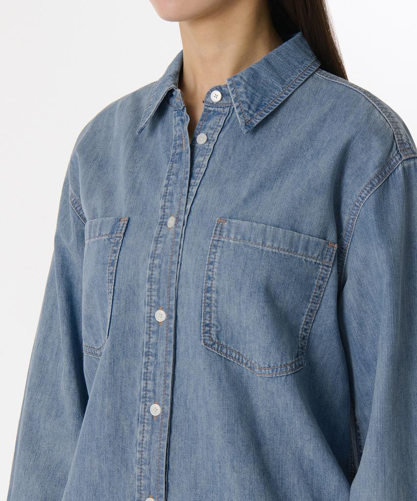 MUSINSA STANDARD WOMAN Women'S Relaxed Two-Pocket Denim Shirt [Light Indigo]
